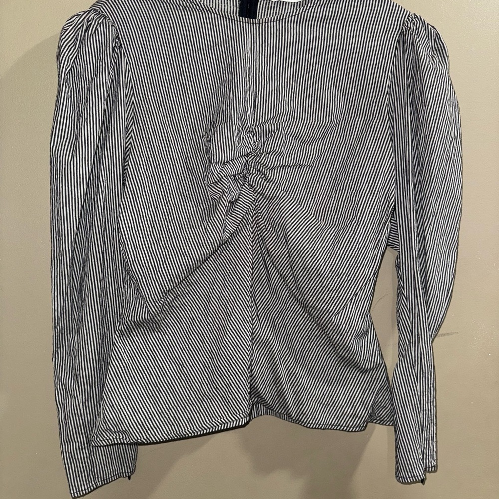 Zara Black and White Striped Blouse